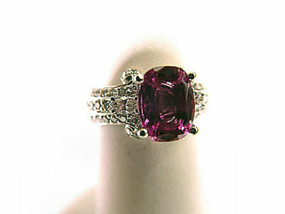 3.17 CTTW PINK SAPPHIRE OVAL CUT TOP ONLY ROUND BRILLIANT AND MARQUISE DIAMOND
