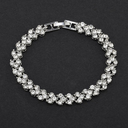 Woman Gold Silver Crystal Diamond Cuff Bracelet