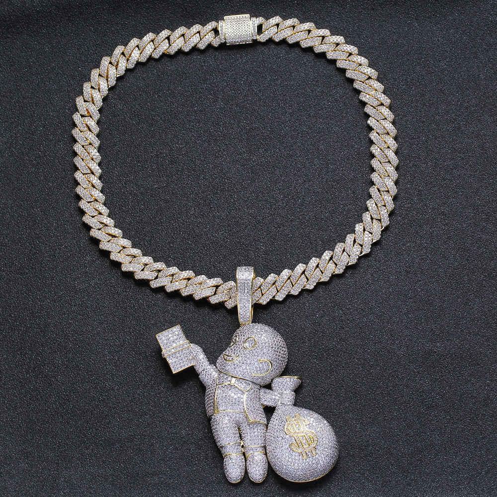 Two-Color White Zirconium Necklace Bald Hand-Held USD