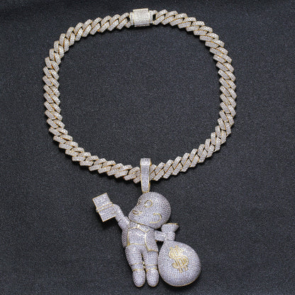 Two-Color White Zirconium Necklace Bald Hand-Held USD