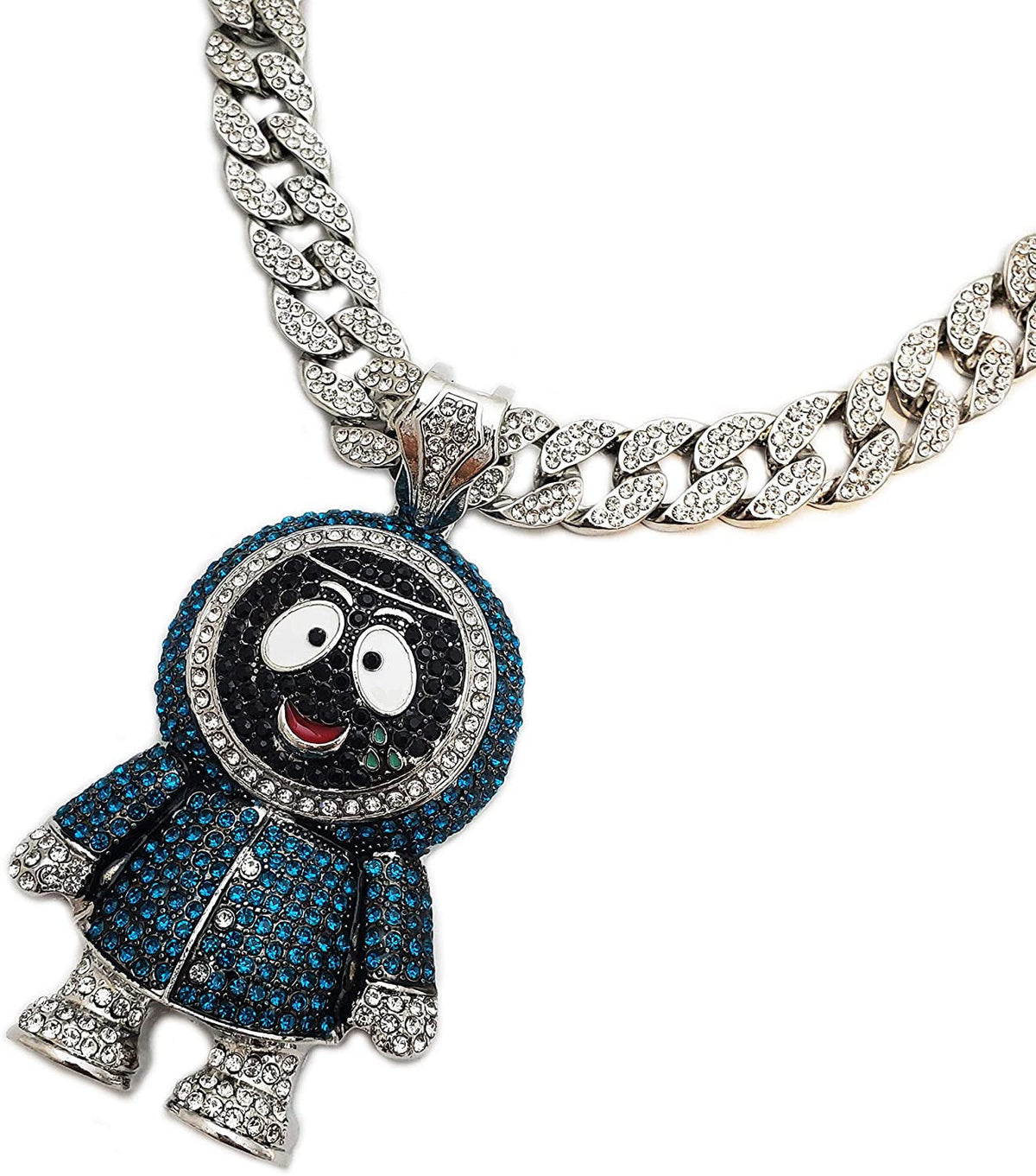 Hip Hop Iced Large BRICK SQUAD ESKIMO Pendant & 18" 1 ROW Tennis Choker Chain Ne