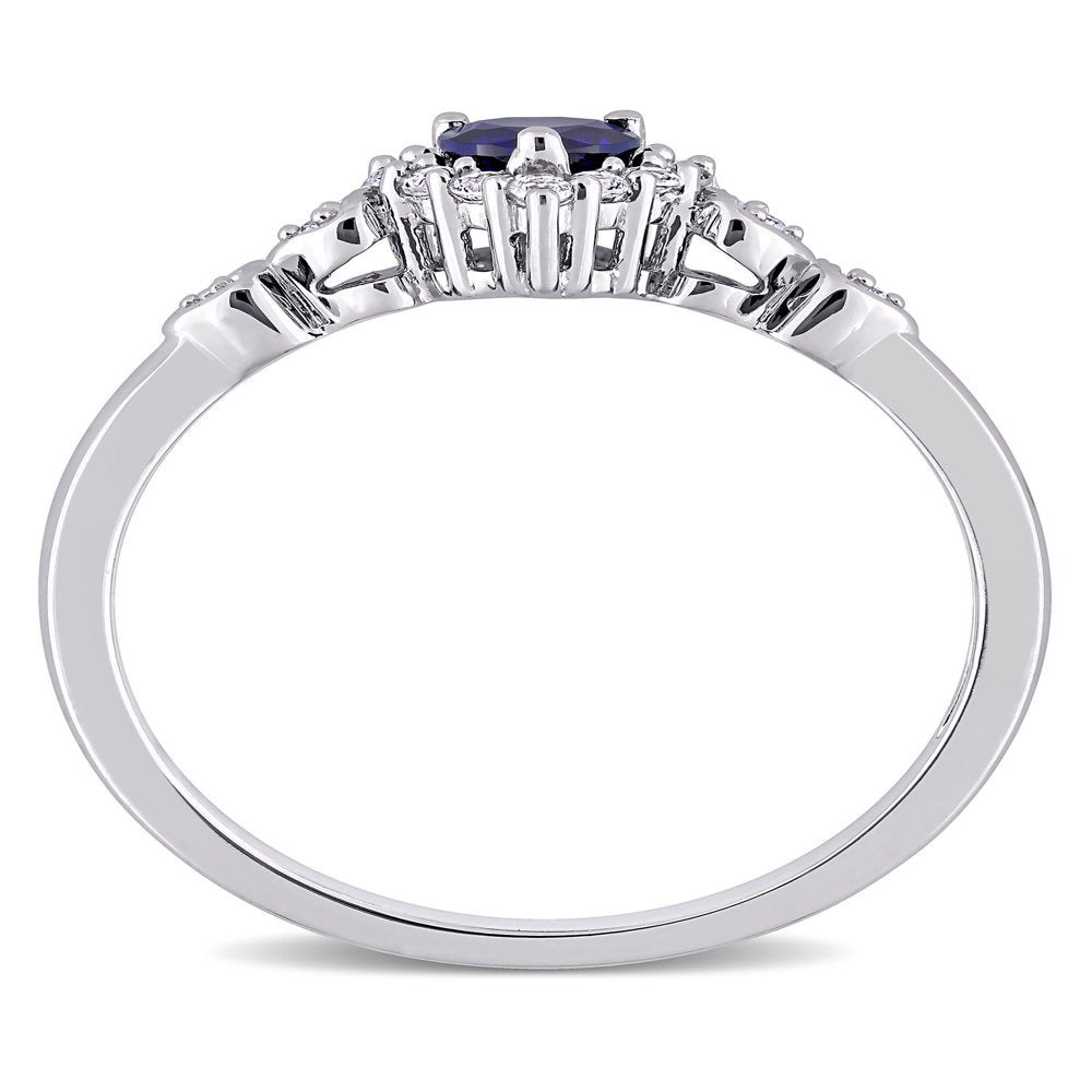 3/8 Carat T.G.W. Created Blue Sapphire, Created White Sapphire and Diamond Accen