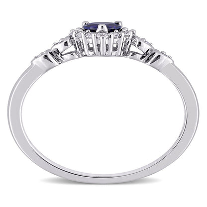 3/8 Carat T.G.W. Created Blue Sapphire, Created White Sapphire and Diamond Accen