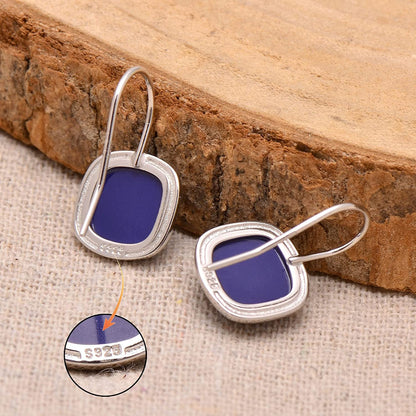 Joseph Brothers Sterling Silver Bezel 10X10Mm Cabochon Lapis Lazuli Earrings, Wh