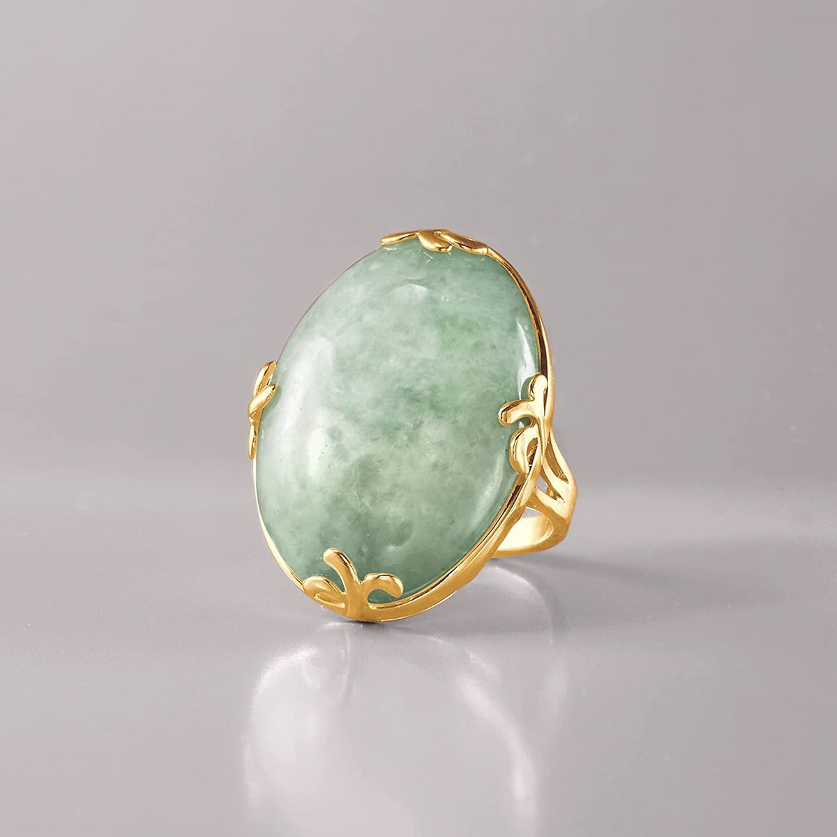 Jade Ring in 18Kt Gold over Sterling