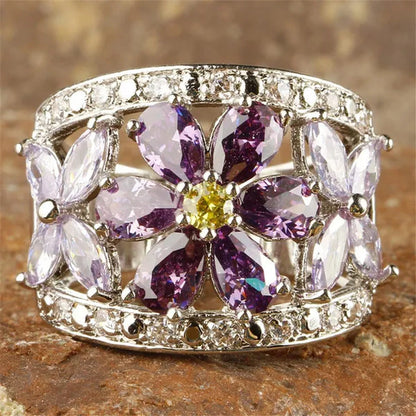 Women'S Flower Jewelry 2*4Mm Pear & round Cut Amethyst & Tourmaline & Citrine &
