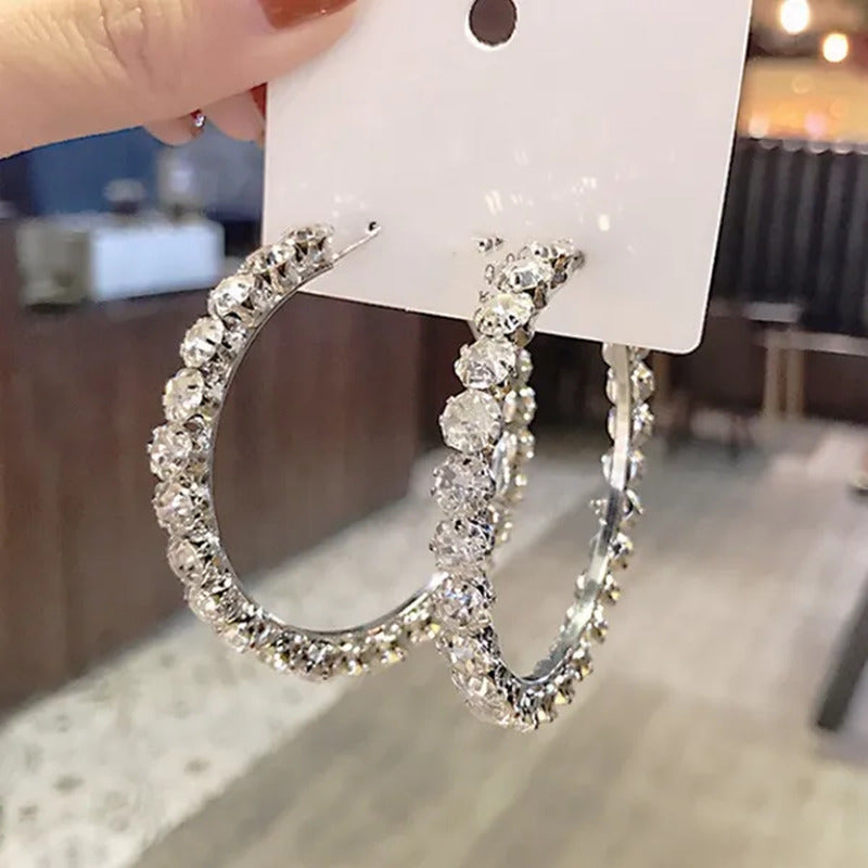 Fashion 925 Sterling Silver round Hoop Earrings for Women Romantic Bride Jewelry