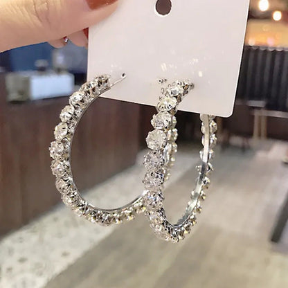 Fashion 925 Sterling Silver round Hoop Earrings for Women Romantic Bride Jewelry