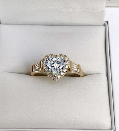 Elegant Noble Woman Fashion Heart Ring Superb Birthstone Princess Proposal Engag