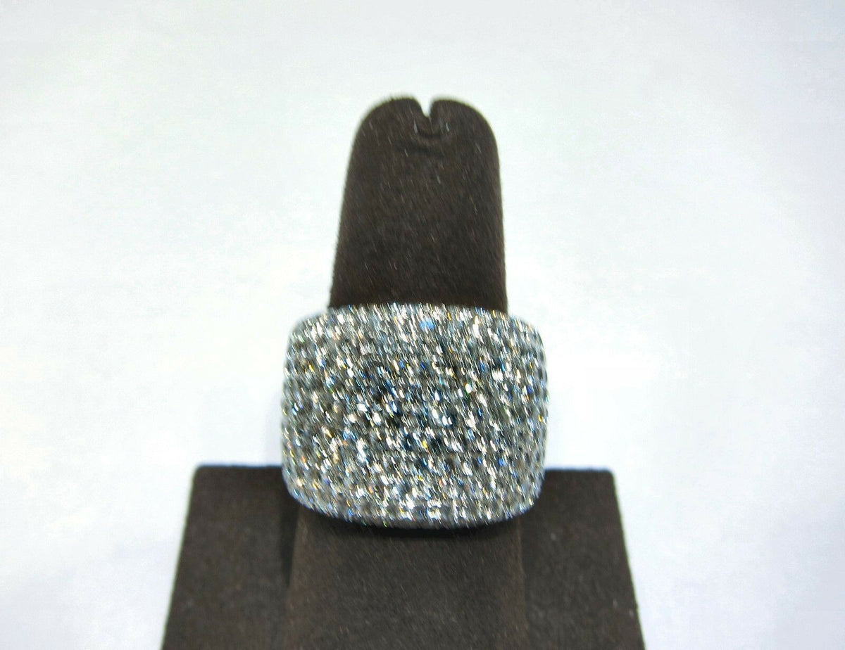 4.09 CT DIAMOND PAVE SET ROUND BRILLIANT SHAPE HALF WAY DIAMOND BAND 18 K GOLD