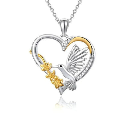 1Pc Exquisite Cute Bird Ladies Heart Necklace Crystal Zircon Pendant Necklace Ro