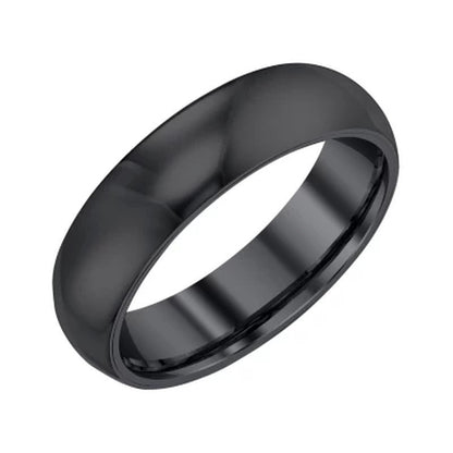 Men'S 6Mm Half round Black Tungsten Band