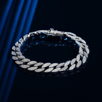 Cuban Bracelet Men'S Sterling Silver with Diamonds