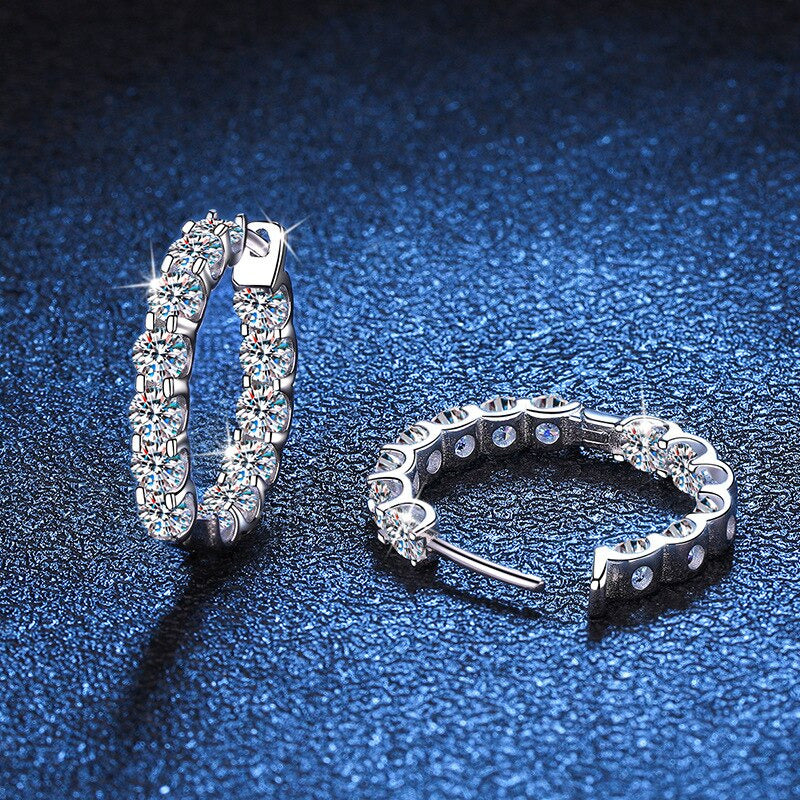2.6Ct D Color Moissanite Earring 925 Sterling Sliver Plated White Gold Hoop