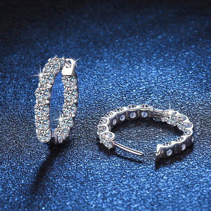 2.6Ct D Color Moissanite Earring 925 Sterling Sliver Plated White Gold Hoop