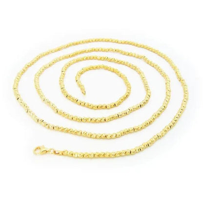 Fronay 941129G 36 In. Gold Plated Sterling Silver Diamond Cut Gold Pebbles Neckl