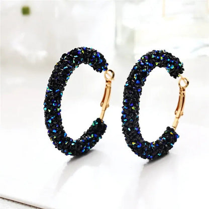 Rhinestone Zircon Flash Ring round Diamond Earrings Female Silver Gold Stud Earr