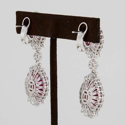 AGT SWISS CERTIFIED RUBIES 32.68CTTW ROUND MARQUISE PEAR 8.65CT DIAMOND EARRING