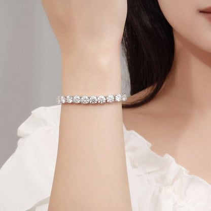 18K White Gold Plated 3EX 1CT 6.5MM Real Moissanite Tennis Bracelet for Women