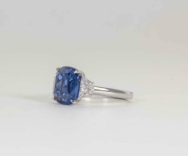 5 Carat Vivid Blue Sapphire Diamond Platinum Ring