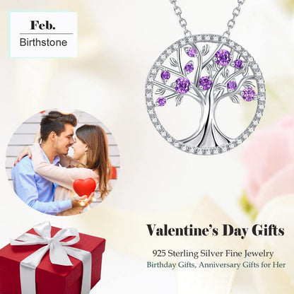 Valentines Day Jewelry Gifts for Her Tree of Life Necklace for Women February Ma