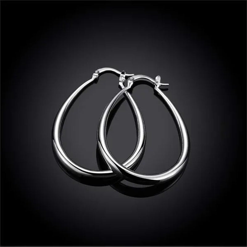 Simple Smooth Gold Plated Exaggerate Hoop Earrings Wedding Engagement Anniversar