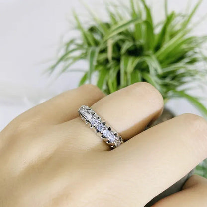 Luxury Silver /18K Gold Ring 925 Sterling Silver Womens Ring White Sapphire Wedd