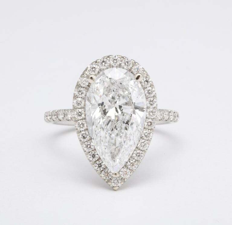 5 Carat D Color Pear Shape Engagement Ring GIA Certified
