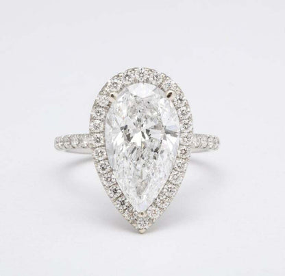 5 Carat D Color Pear Shape Engagement Ring GIA Certified