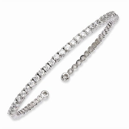 Prong Set Cuff Bracelet with Artificial round Brilliant Diamonds by  Set in Ster