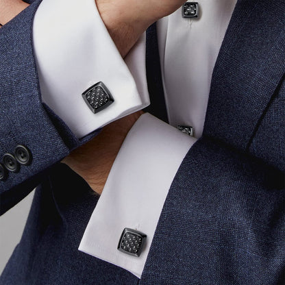 Cufflinks and Studs for Men-Fashion Men Vintage Enamel Carbon Fiber Tuxedo Shirt