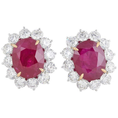 15.10 carats of natural Ruby 5.65 of F color VS clarity round brilliant diamond