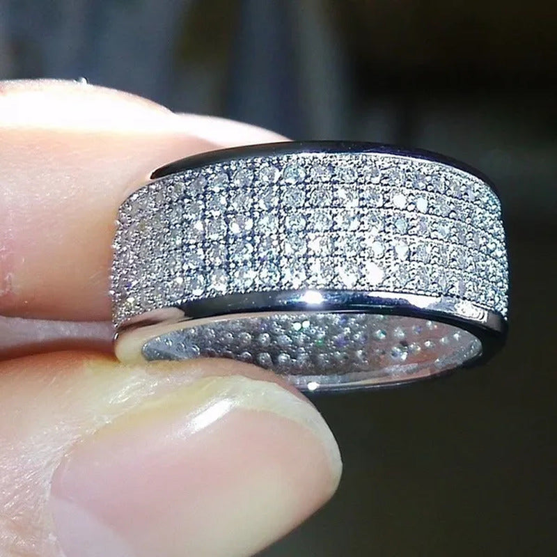 White Sapphire Rhinestones Birthstone Ring Men'S Women Wedding Engagement Band R