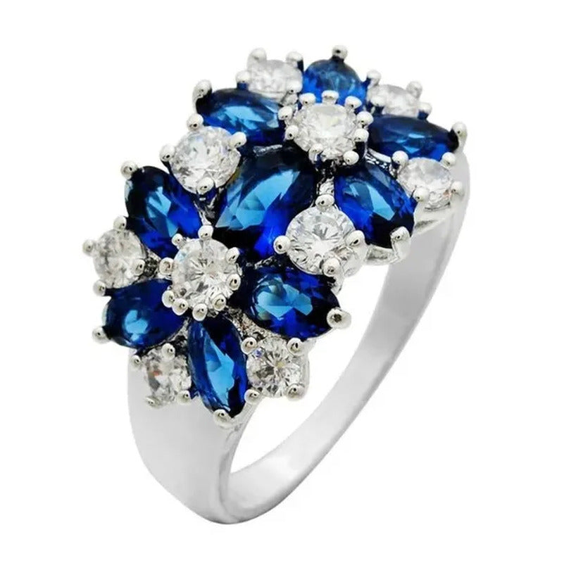 5-Color Natural 6.69CT White/Alexandrite/Sapphire/Ruby/Emerald Diamond 14K White