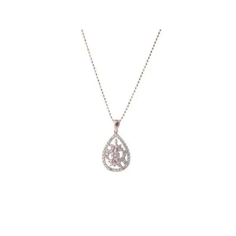 Rose Gold Plated Sterling Silver Marquise Diamond Cut CZ Pendant Necklace,