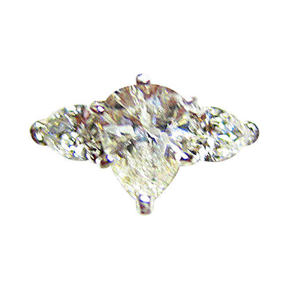 CERTIFIED DIAMOND PEAR SHAPE CENTER SIDE PEAR SHAPE SET ENGAGEMENT RING DIAMOND