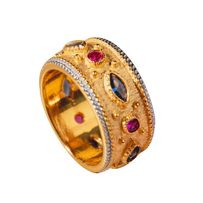 S925 Silver Gold Plated Two Tone Zircon Inlaid Ring Women
