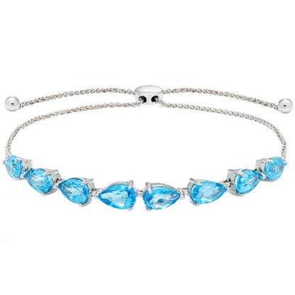 Blue Topaz Sterling Silver Bolo Bracelet