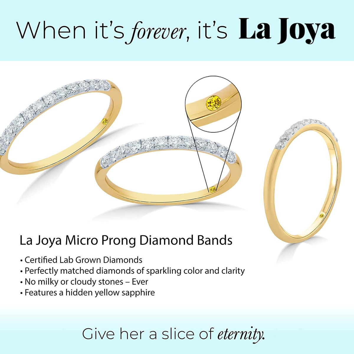 La Joya 1/10 - 1/2 CT TW Certified Lab Grown Diamond Bands for Women - 10K White
