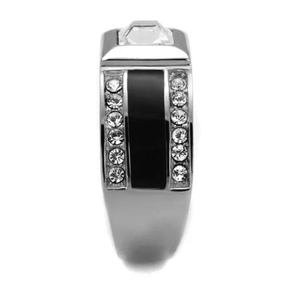 Men'S Princess & round Cut Simulated Diamond Stainless Steel & Epoxy Ring Size 8