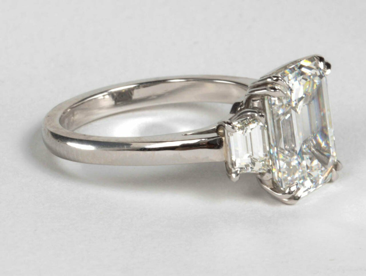 GIA Certified Emerald Cut F VS1 Diamond Platinum Ring Engagement Ring