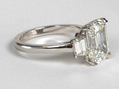 GIA Certified Emerald Cut F VS1 Diamond Platinum Ring Engagement Ring