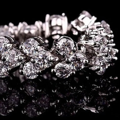 Fashion Roman Style Women'S 925 Sterling Silver Crystal Diamond Bracelet Gold an