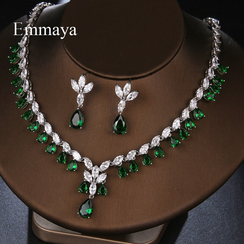 New Fashion Delicate Waterdrop-Shape Earring and Necklace for Women Three