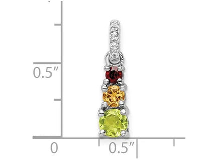 9/10 Carat (Ctw) Garnet, Peridot and Citrine Pendant Necklace in Sterling Silver