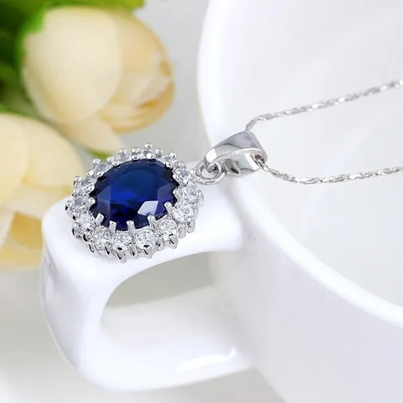 Fashion Silver Filled Blue Sapphire Crystal Christmas Jewelry Sets Snowflake Nec