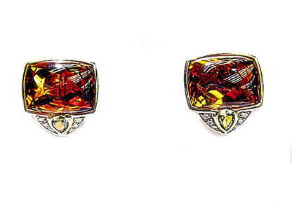 TOTAL 2 RECTANGULAR CITRINE CABOCHON 2 PERIDOT PEAR SHAPE 12 ROUND BRILLIANT