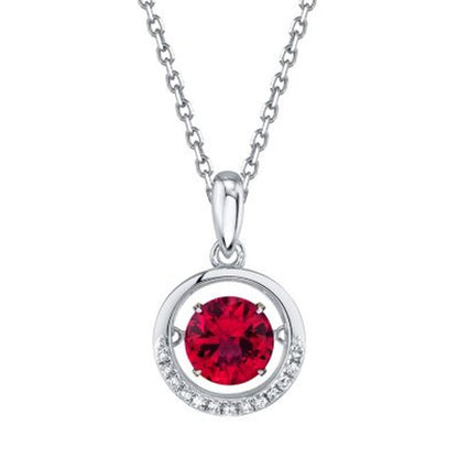 Sterling Silver Dancing Gemstone Circle with 0.05 CT. T.W. Diamonds Pendant