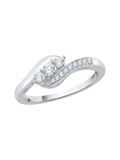 Prongs Set Diamond Engagement Ring in Sterling Silver (1/4 Cttw, I-J, I1-I2) (Si