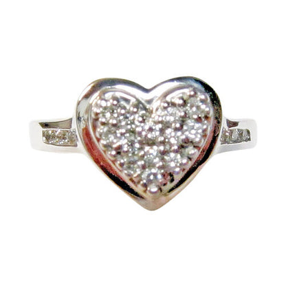 HEART RING $1,650 RETAIL BAND RING ROUND DIAMOND SET .35 CT H SI1 CLARITY 14 K